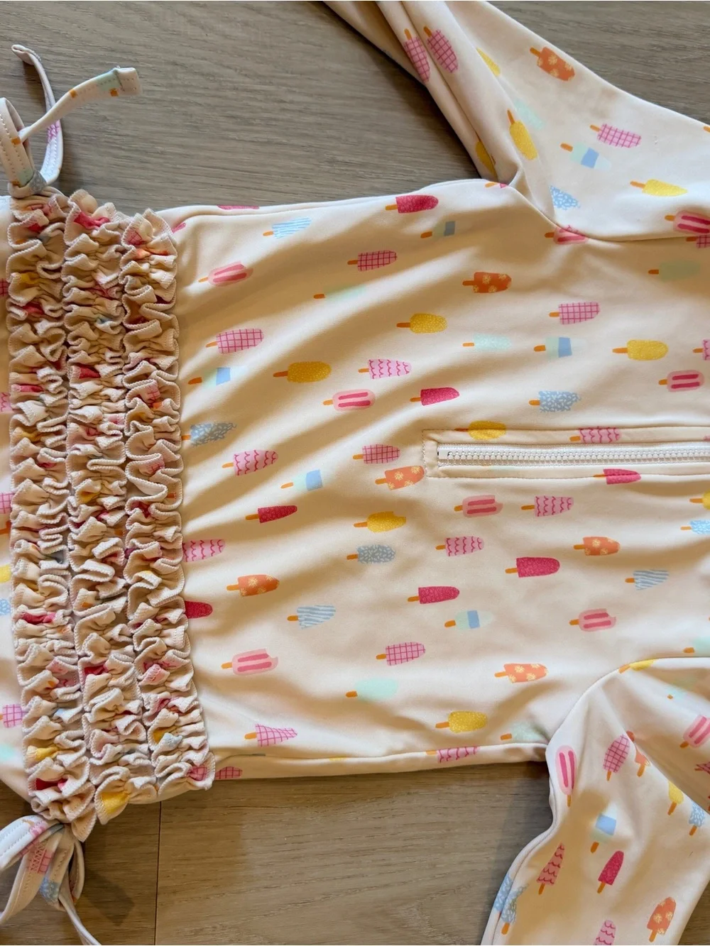 Quince Kids Swim Rashguard in Cream with Pink, Yellow & Blue Popsicle Print